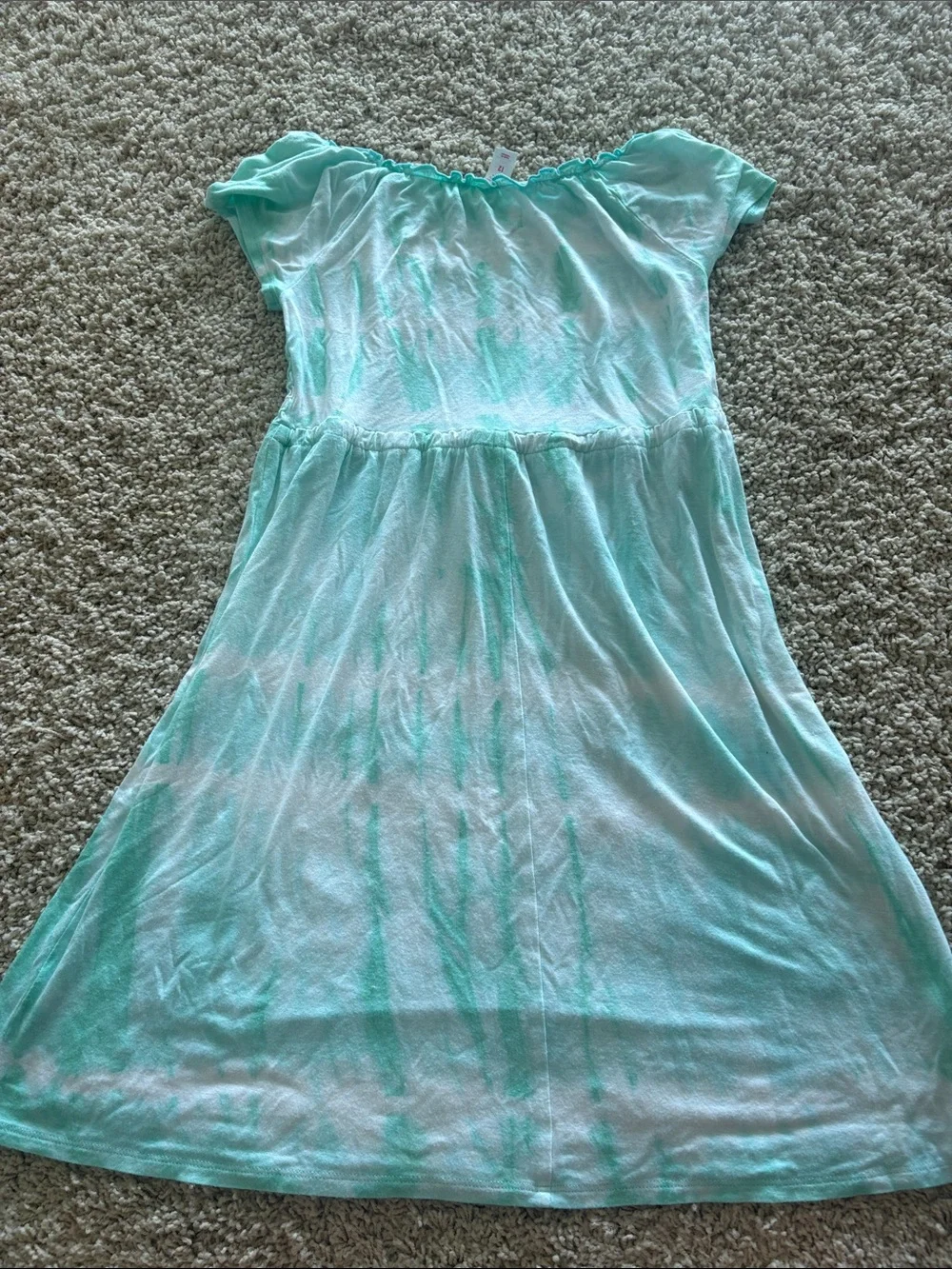 Justice Girls Aqua and White Tie-Dye Dress